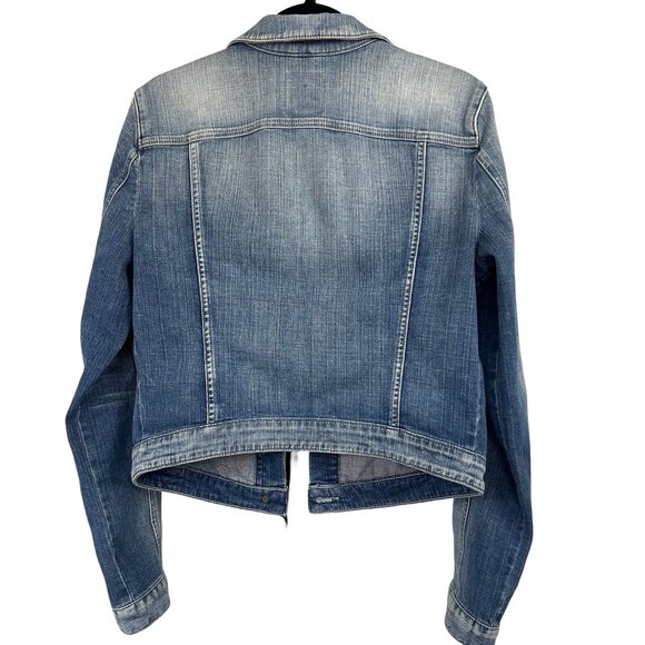 Guess Denim Trucker Jacket Faded Blue Light Wash Size L Women's Large - Picture 4 of 16